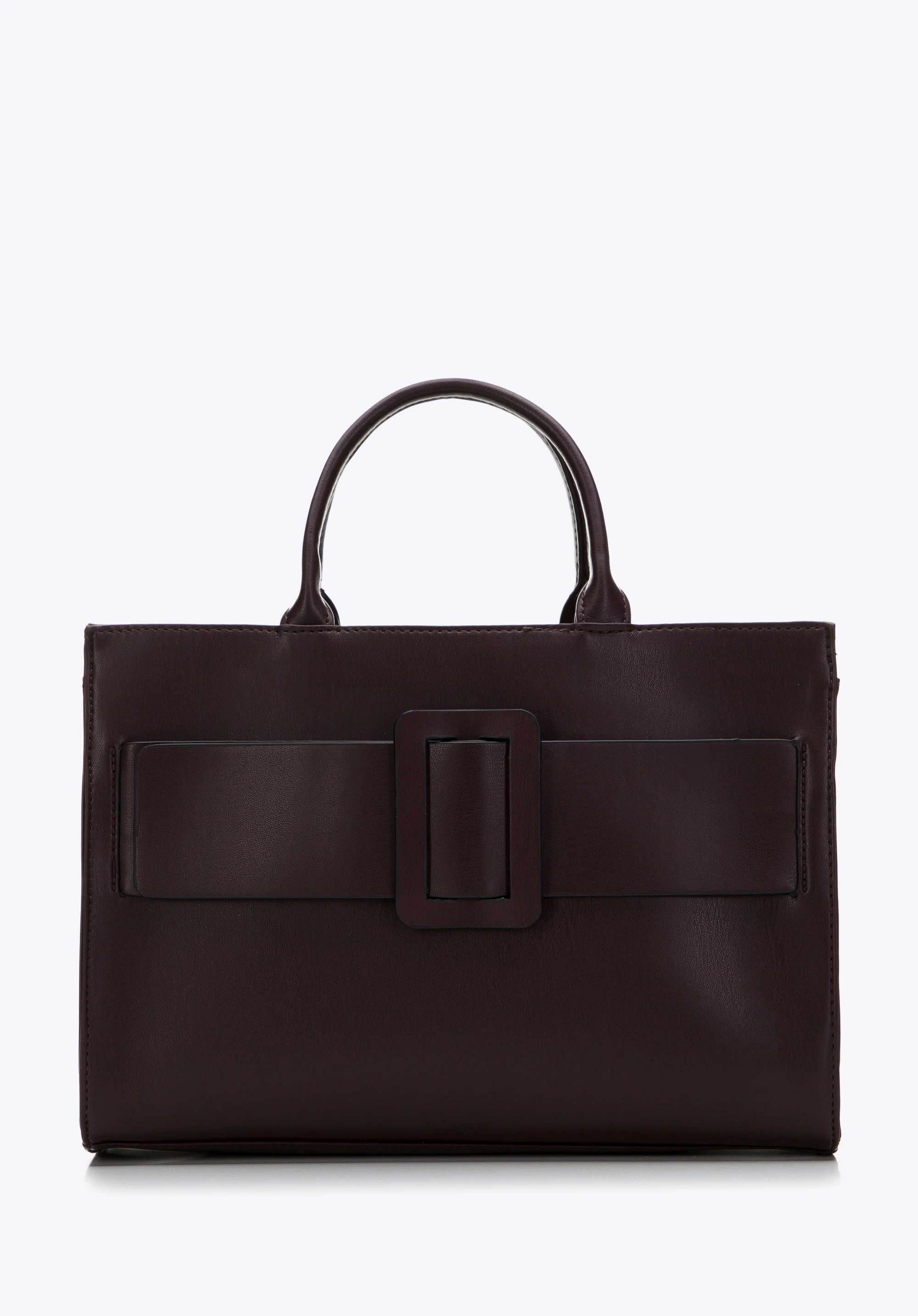 Torebka kuferek z ekoskóry z geometryczną klamrą