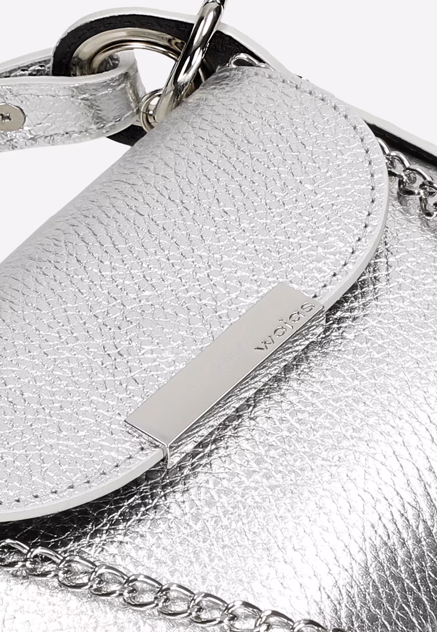 Srebrna wizytowa torebka damska z łańcuszkiem