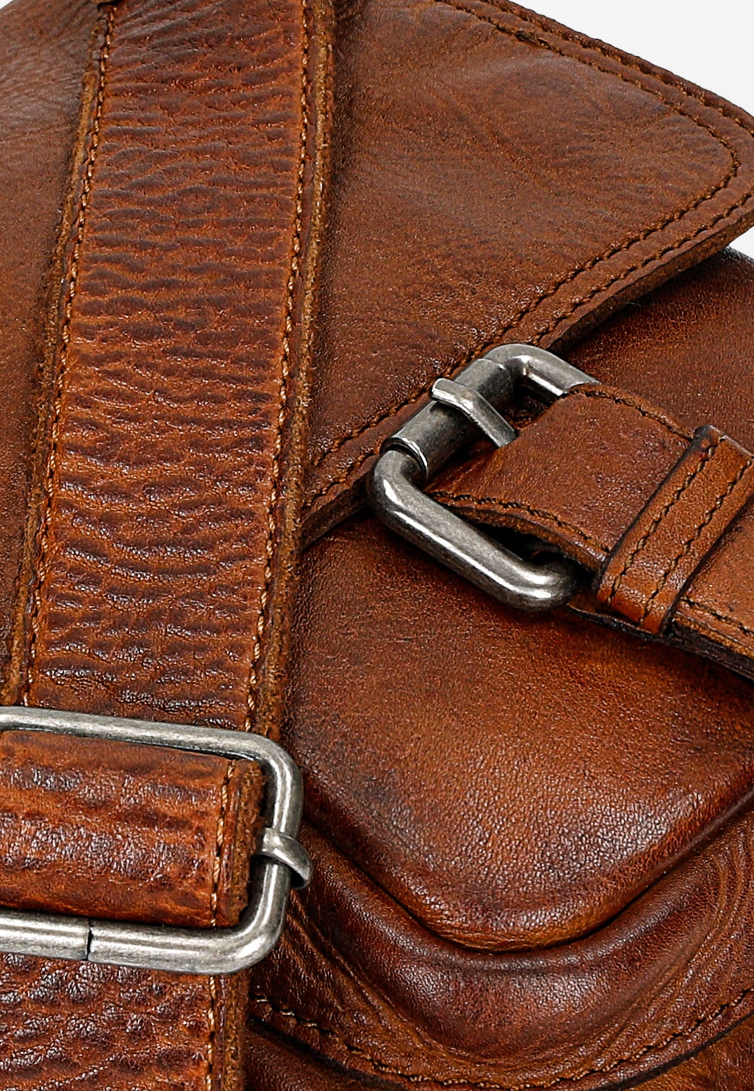 Jasnobrązowa torba męska na ramię ze skóry licowej