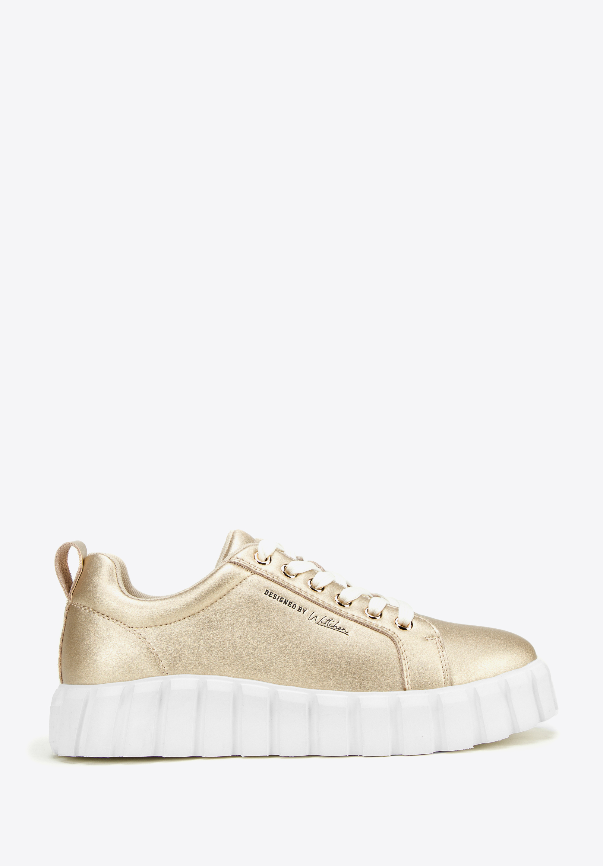 Damskie sneakersy skórzane na grubej platformie