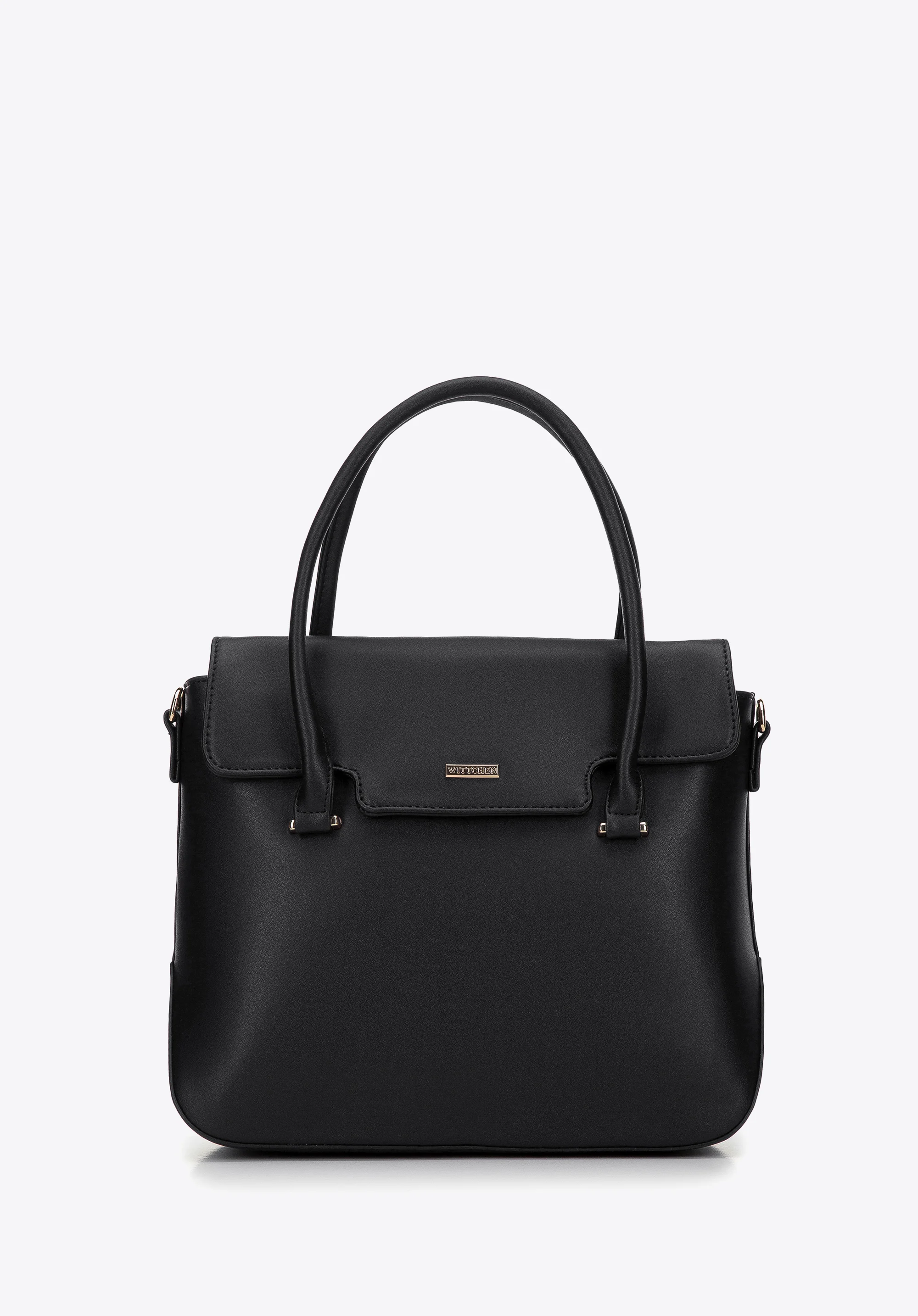 Torebka kuferek z ekoskóry z wyciętą klapą