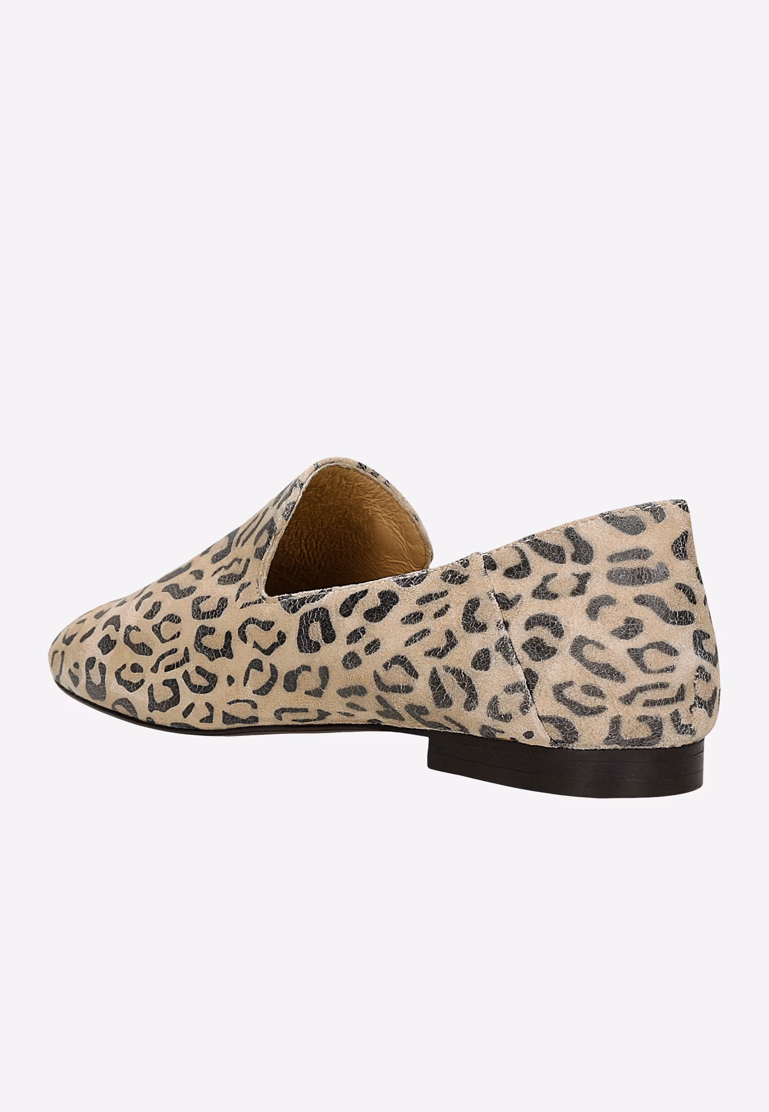 Beżowe lordsy w panterkę ze skóry welurowej