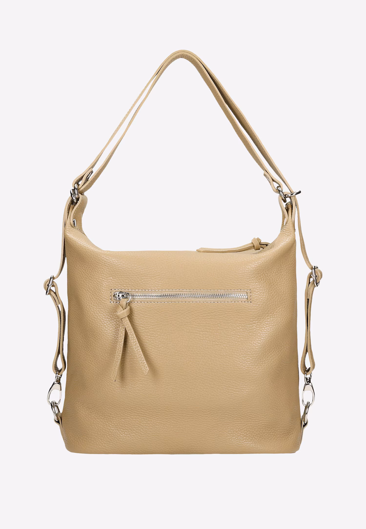 Beżowa skórzana torebka plecak 2w1