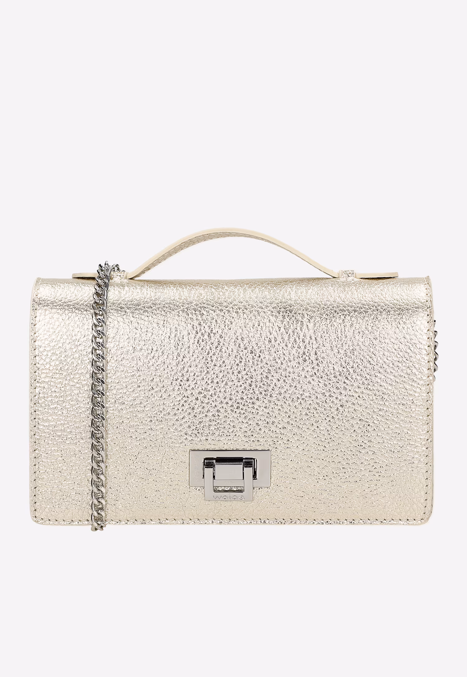 Złota wizytowa torebka damska ze skóry licowej