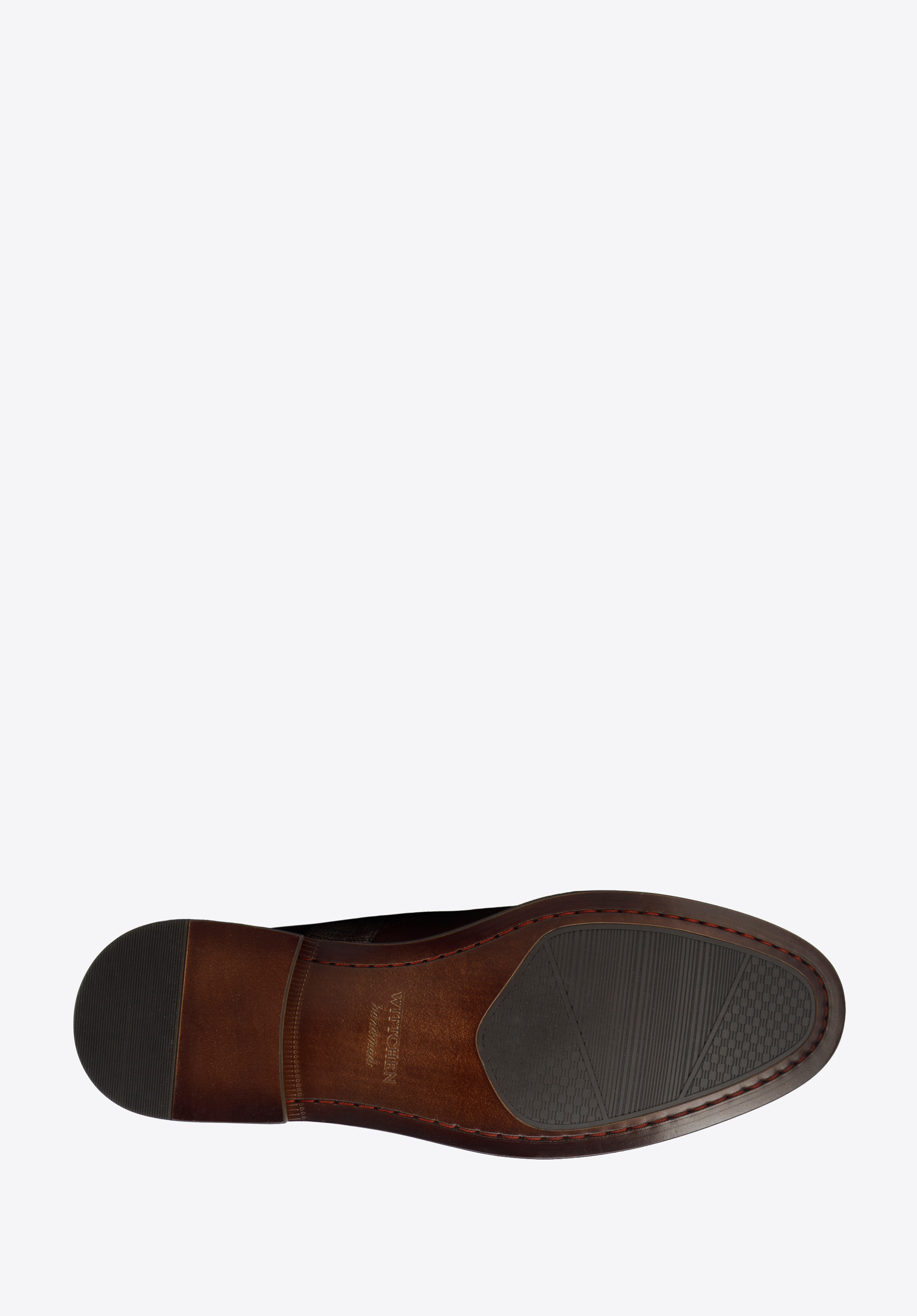 Męskie double monki skórzane ze wstawką w kratkę