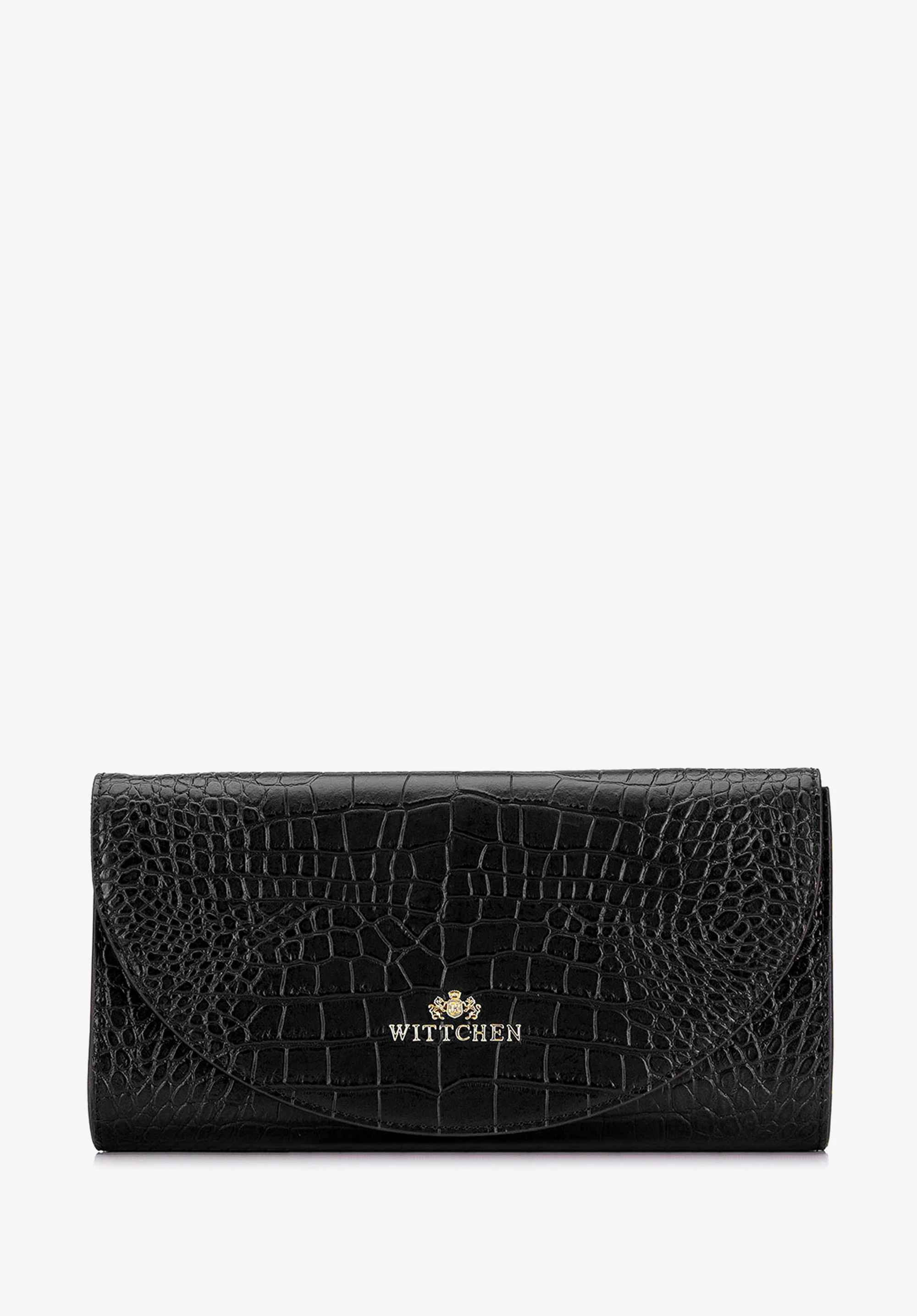 Kopertówka skórzana minimalistyczna croco