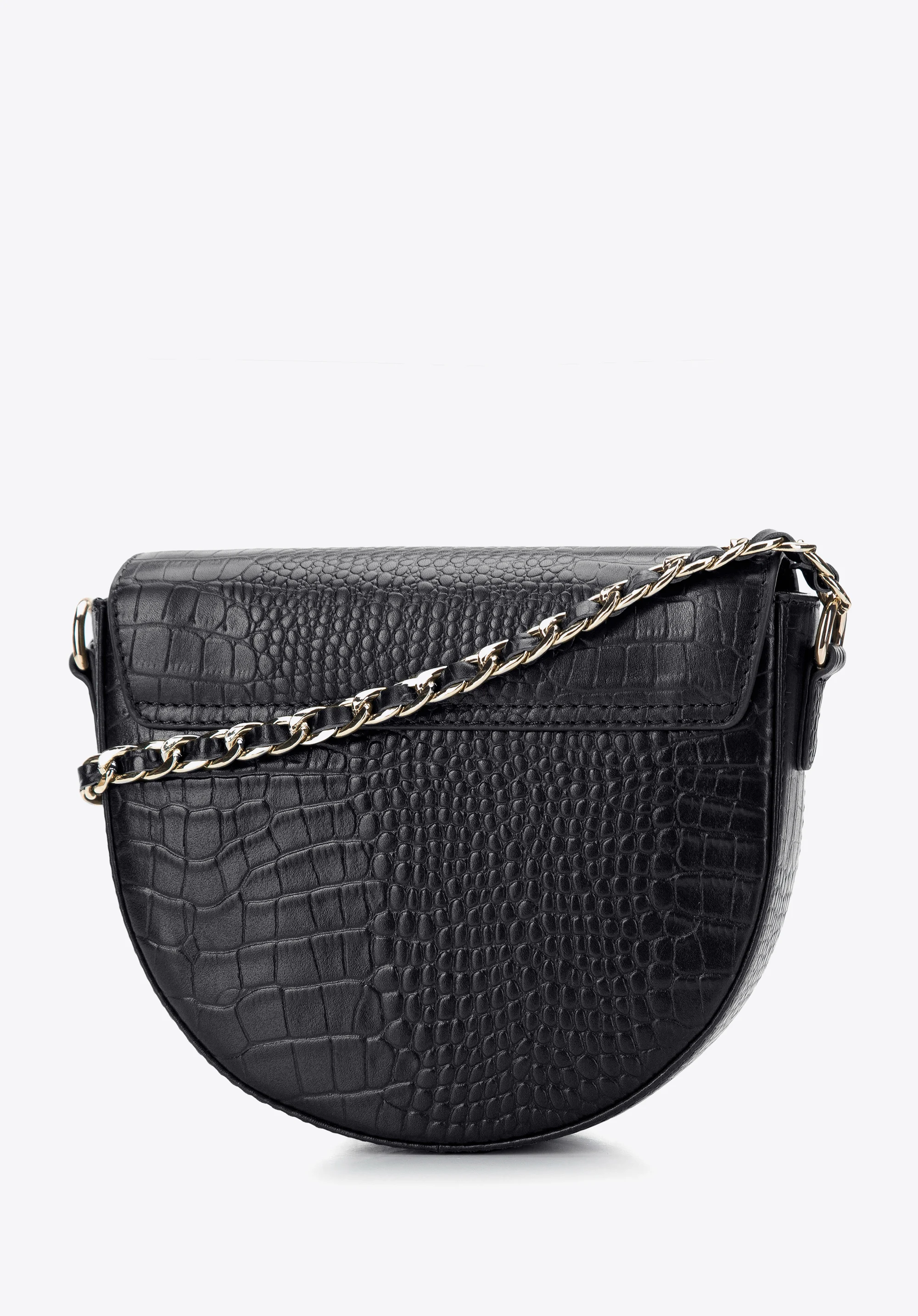 Damska listonoszka skórzana croco na łańcuszku