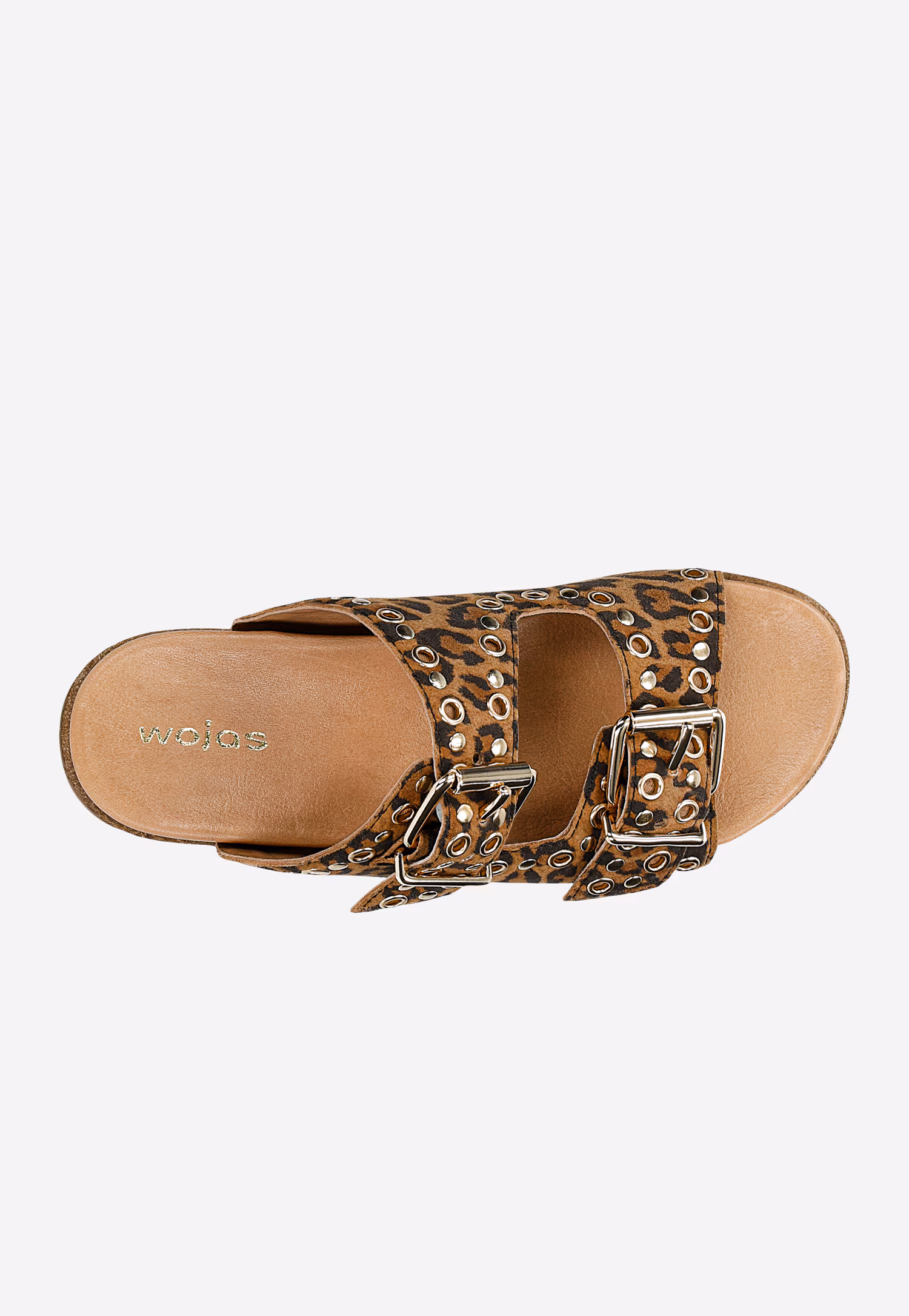 Czarne klapki ze skóry licowej z ozdobnymi nitami