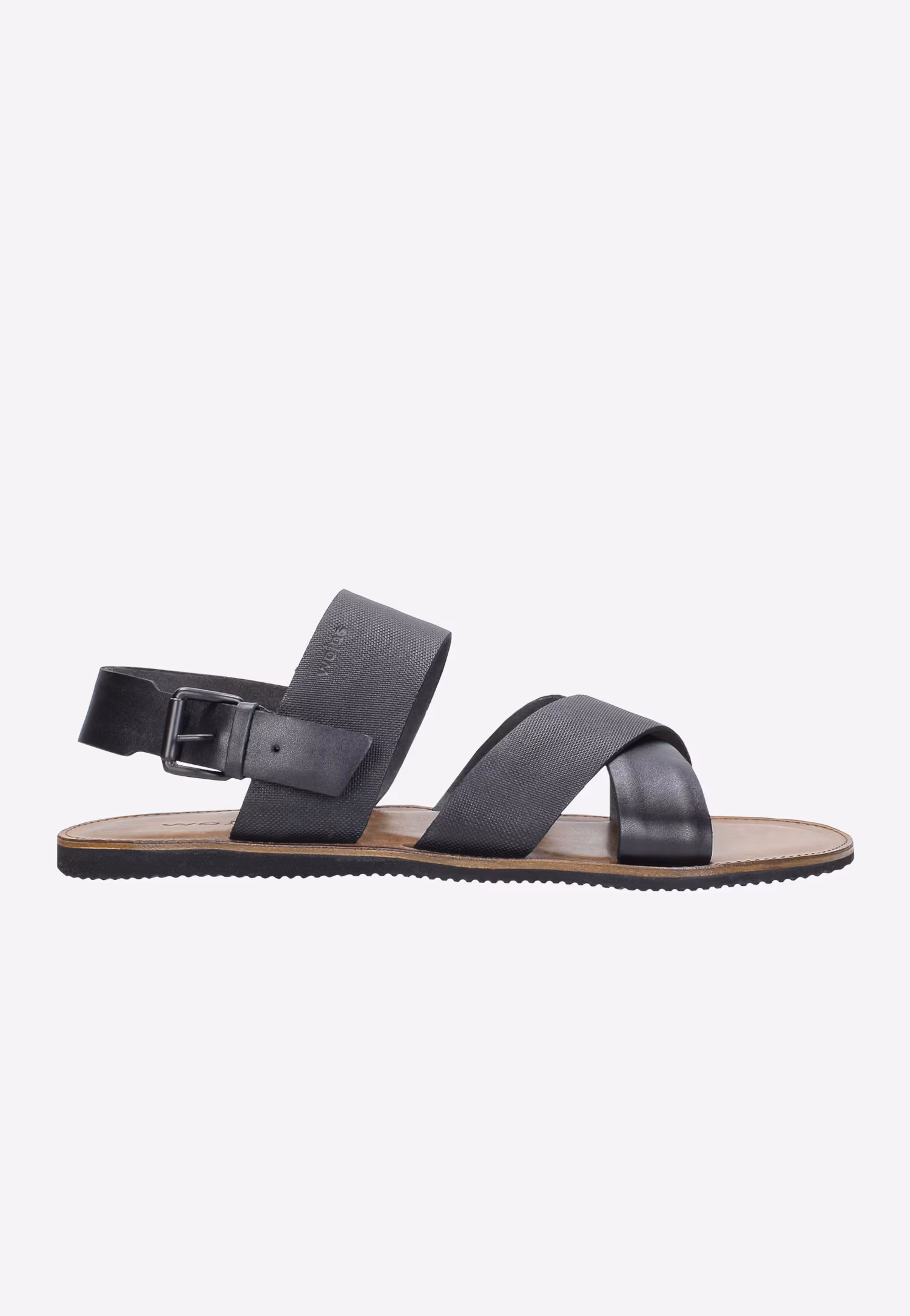 Czarne wygodne sandały męskie ze skóry naturalnej o różnych strukturach