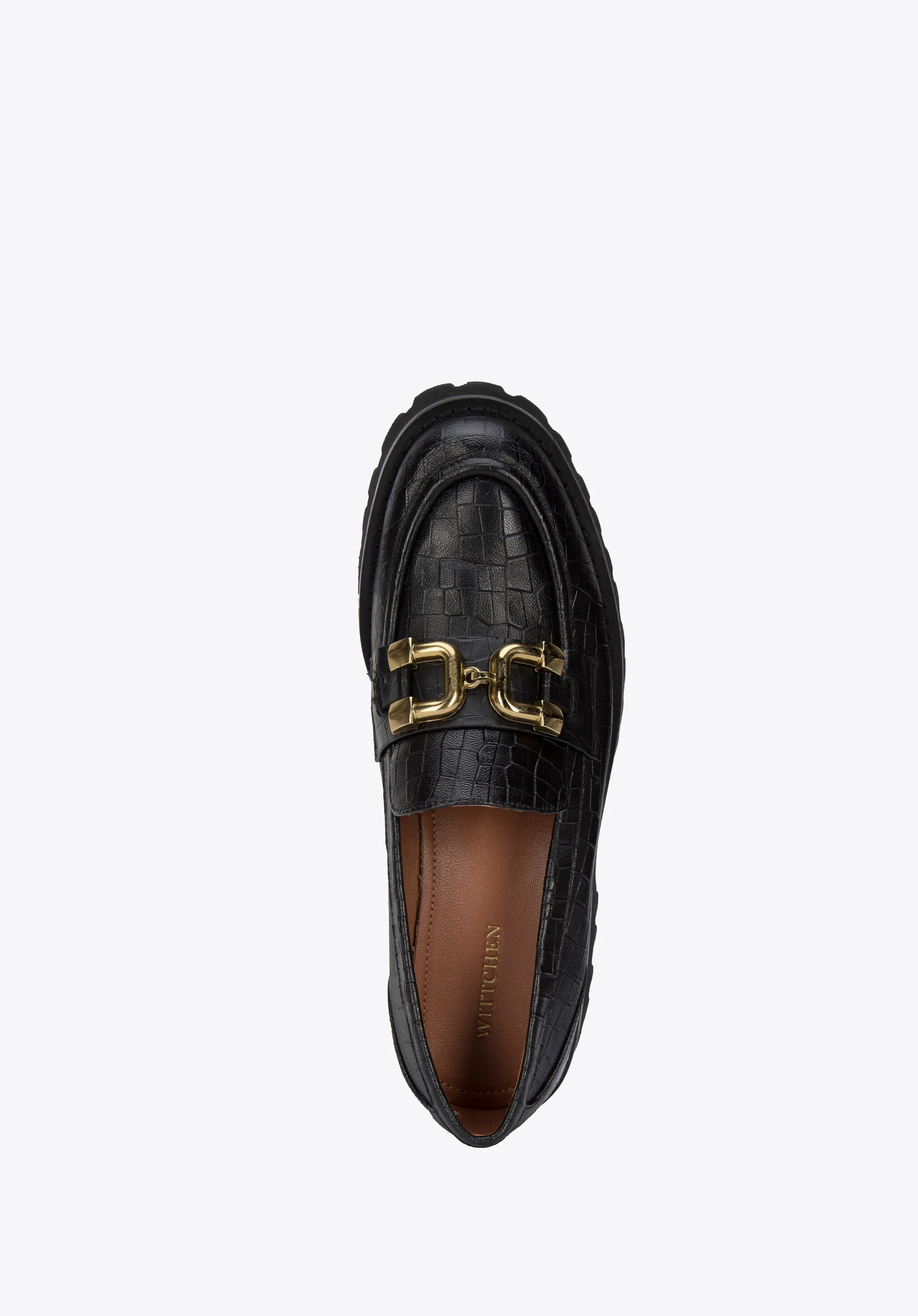 Damskie mokasyny ze skóry z klamerką