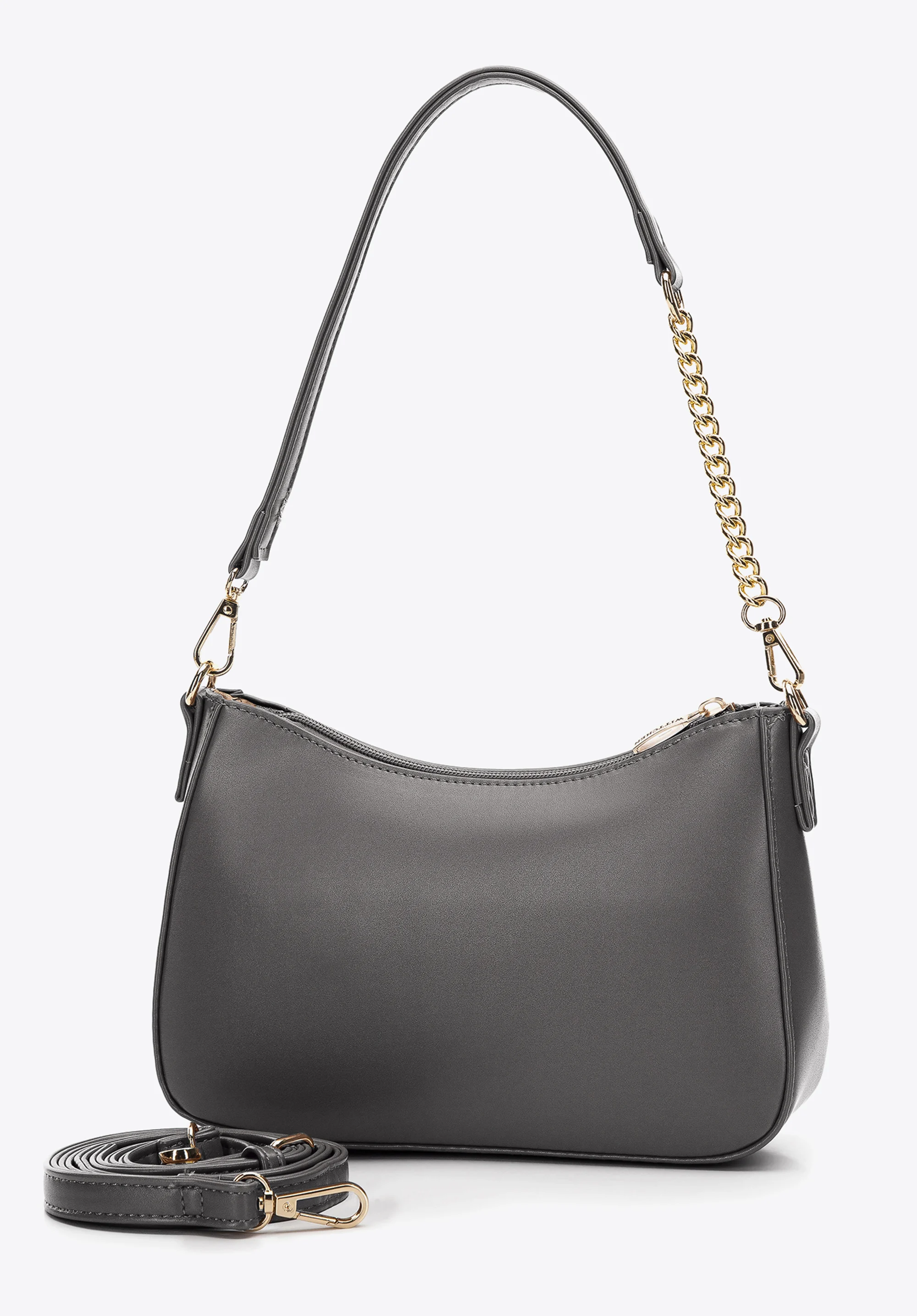 Damska torebka bagietka z matowej ekoskóry z łańcuszkiem