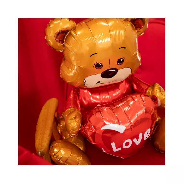 Balónek fóliový DIY Medvídek se srdcem Love