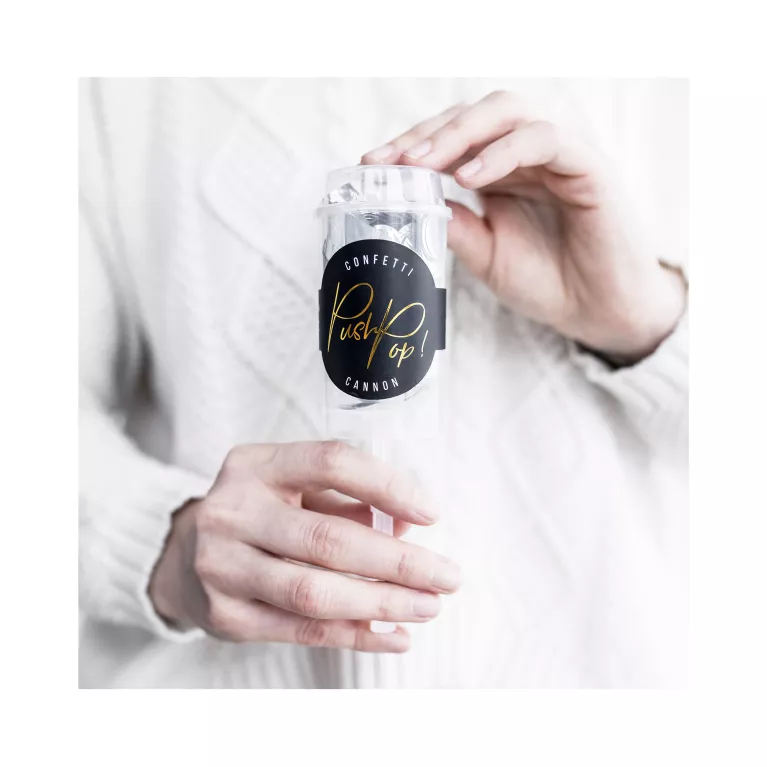 Vystřelovací konfety Push pop stříbrné 18 cm