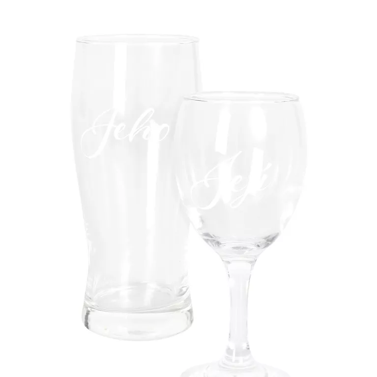 Svatební sada - Sklenička a půllitr