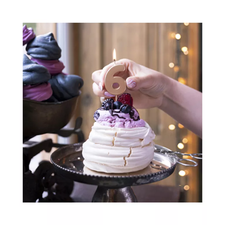 Svíčka dortová rose gold číslo 6