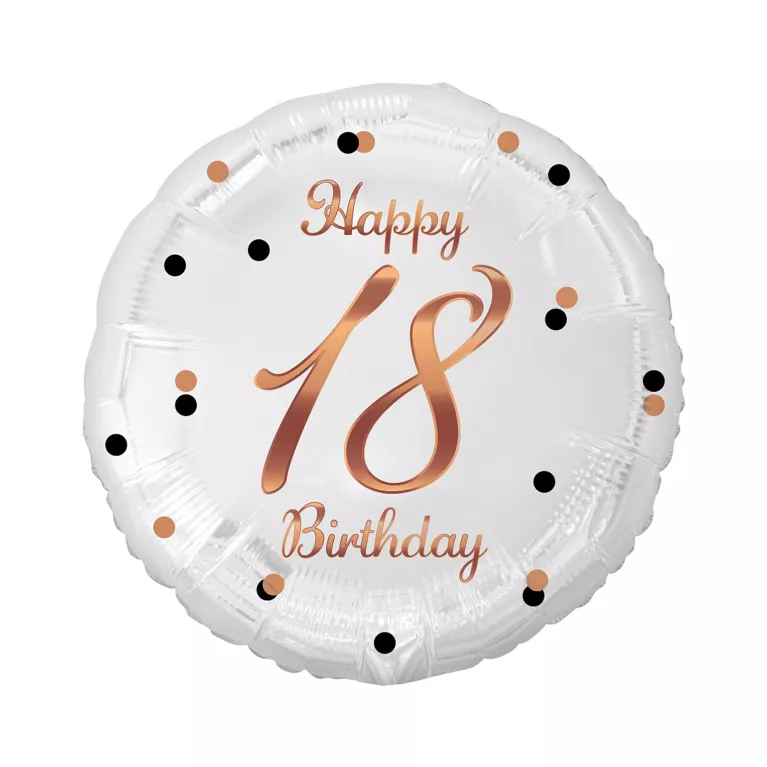 Balónek fóliový Ročník 18 bilý, rose gold