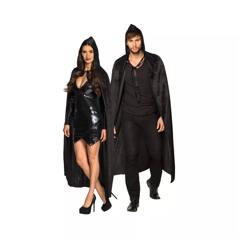 Plášť černý s kapucí 165cm