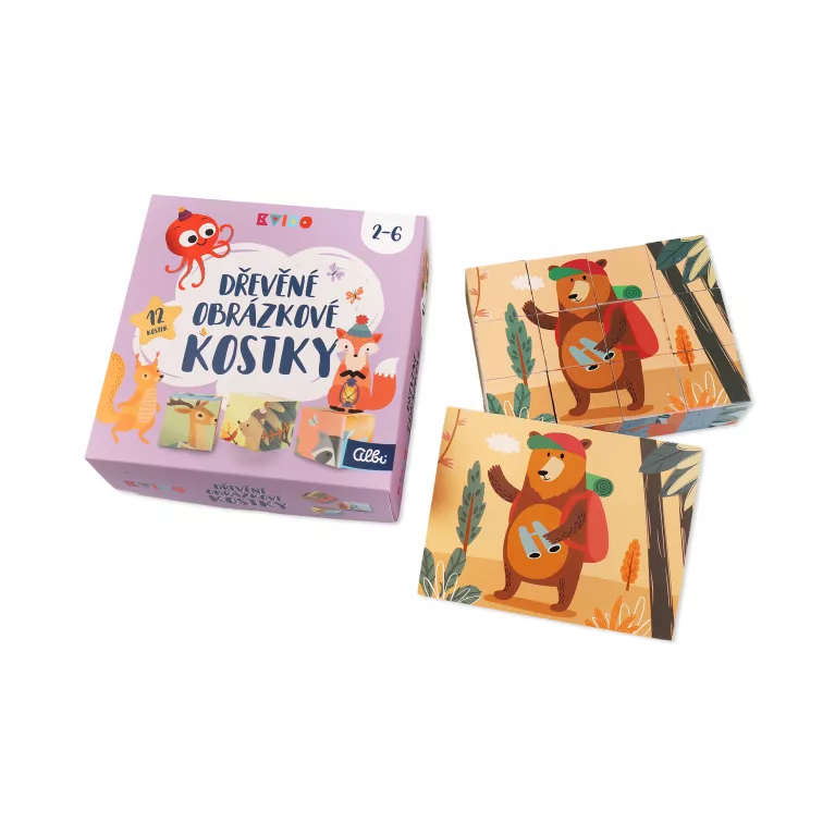 Dřevěné obrázkové kostky - Kvído