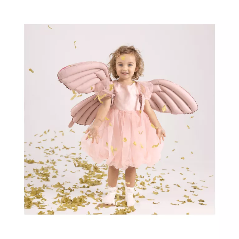 Fóliový balónek Motýlí křídla se šňůrkami růžová