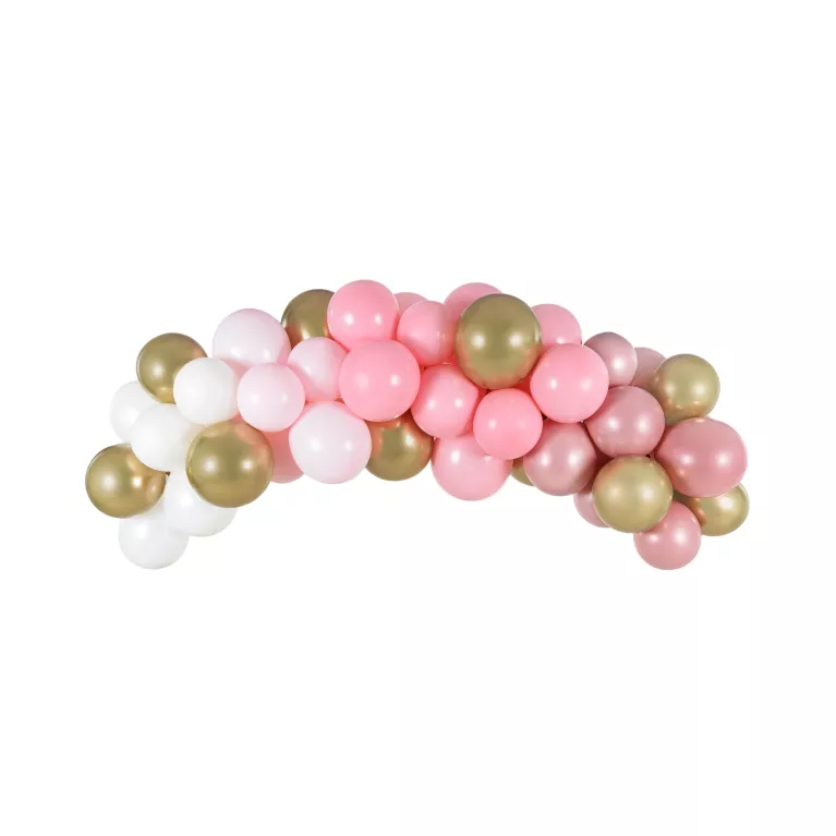 Balónková girlanda růžová, zlatá a bílá 60 ks