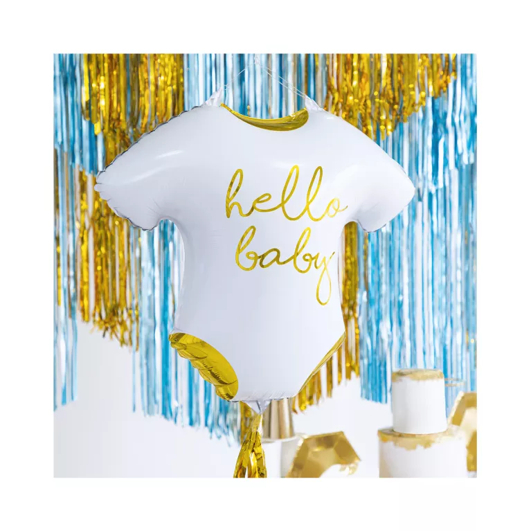 Balónek fóliový Bílé body Hello baby