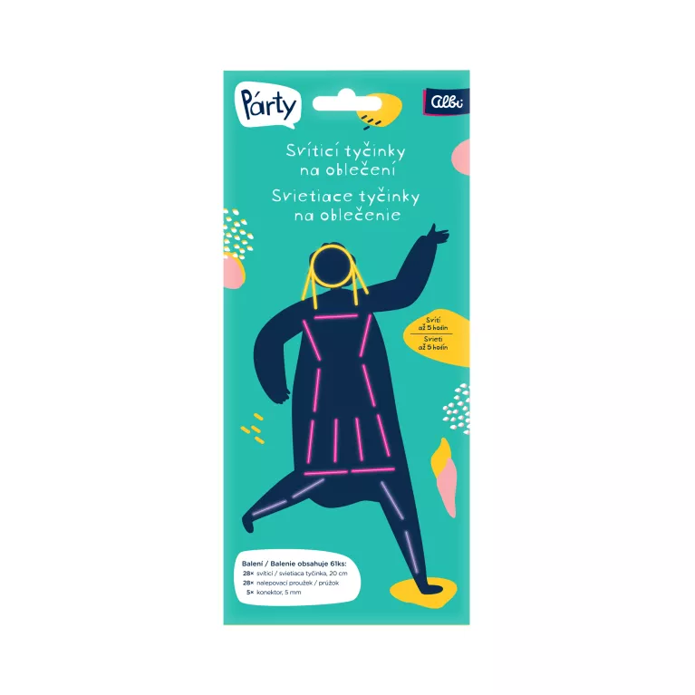 Svítící tyčinky na oblečení pro dívku