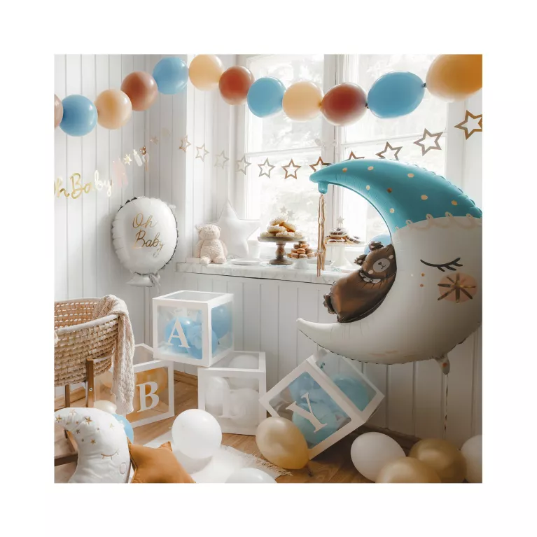 Balónek fóliový Medvídek na měsíci modrý