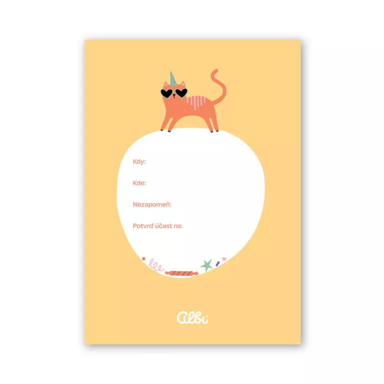 Pozvánky na oslavu Kočka 6 ks