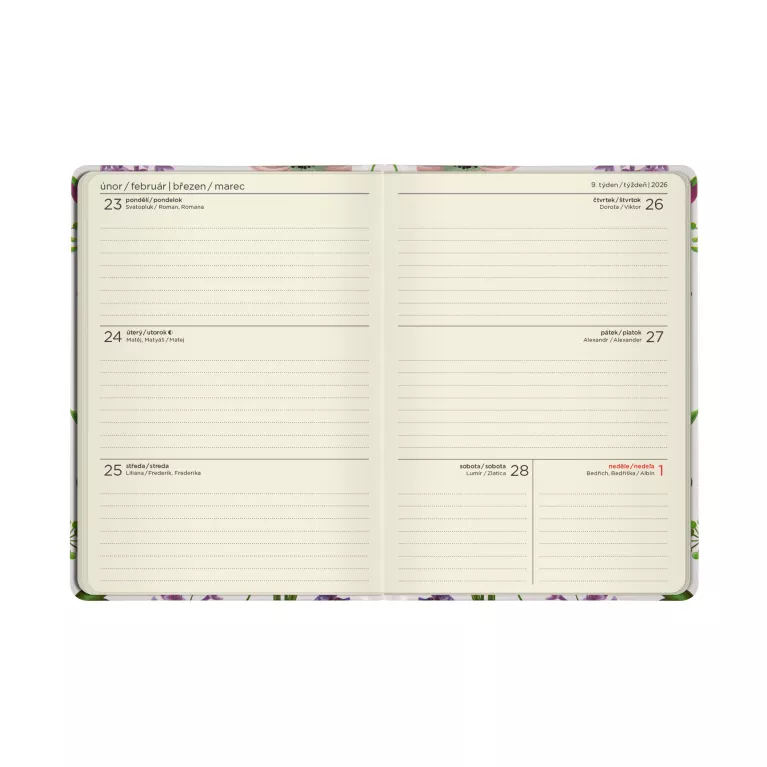 Týdenní diář - Fialové květiny