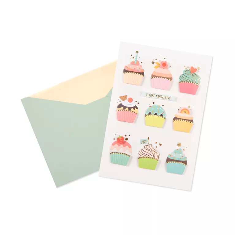 Luxusní narozeninové přání - Cupcaky