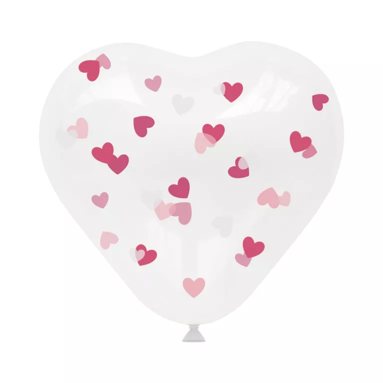 Balónky latexové Srdce s růžovými konfetami 4 ks