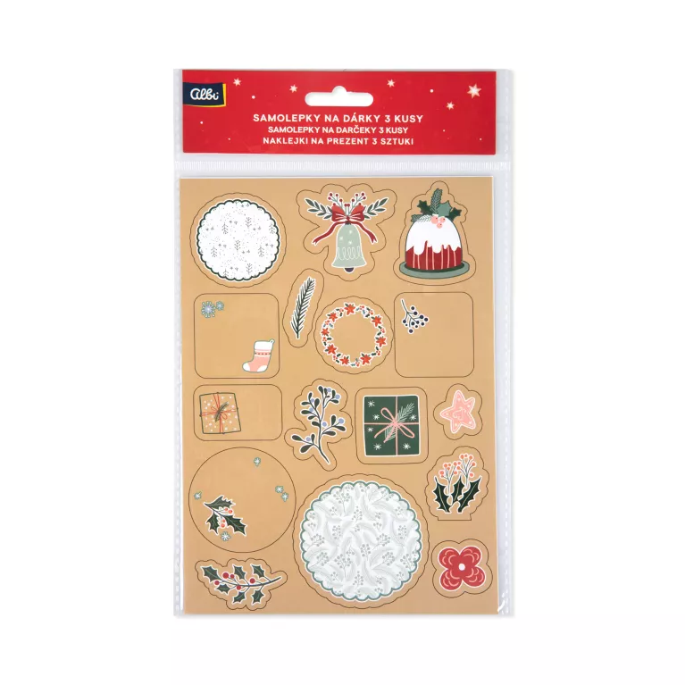 Samolepky na dárky 3 ks - Vánoce kraft