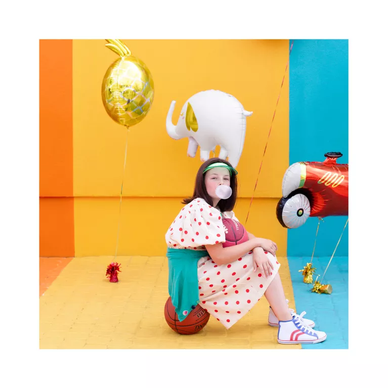 Balónek fóliový Slon bílý spící