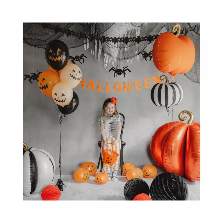 Balónek fóliový Dýně oranžová se zlatým stonkem