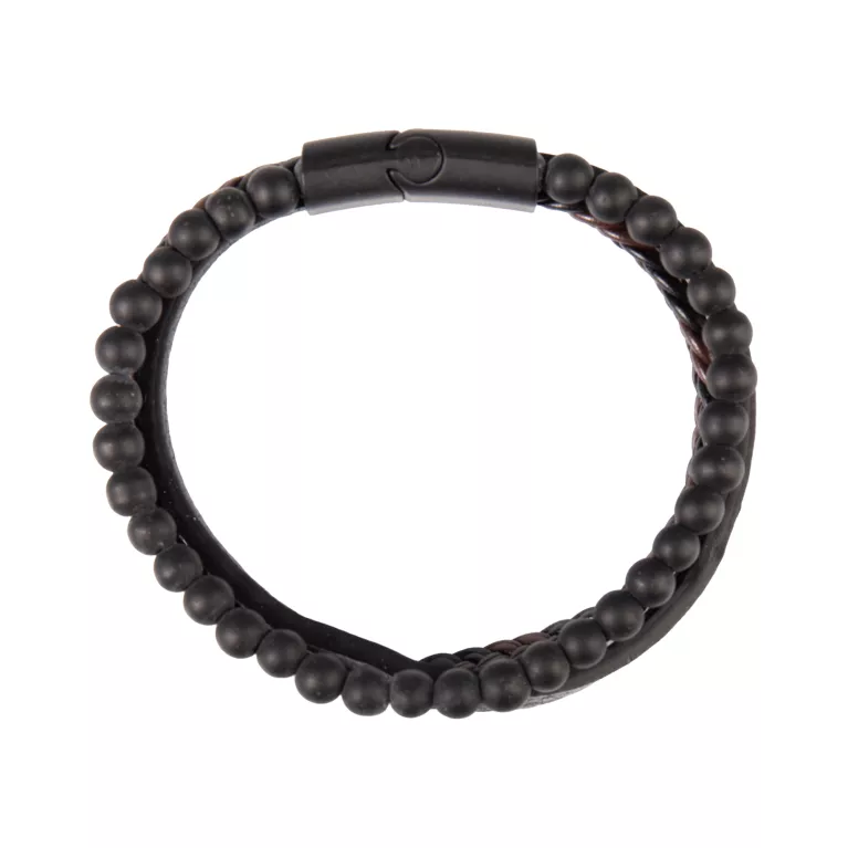 Pánský náramek - Černé korálky