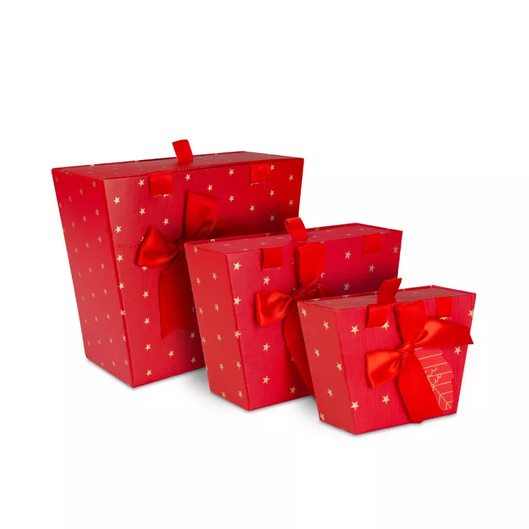 Luxusní dárková krabička - Červená s hvězdičkami