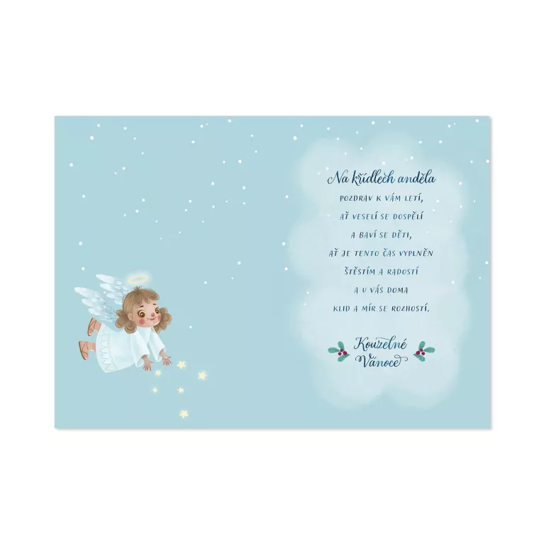 Vánoční svítící přání - Andílek nad městem