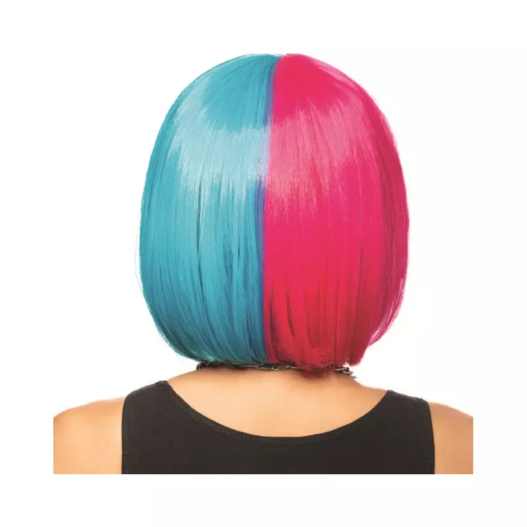 Paruka krátká modrá, červená s ofinou