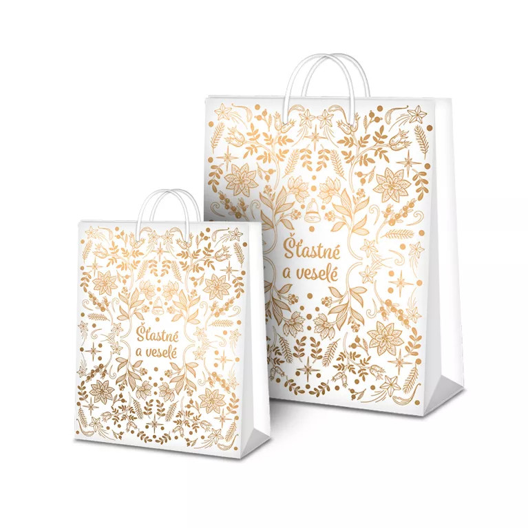 Dárková taška - Šťastné a veselé s ražbou