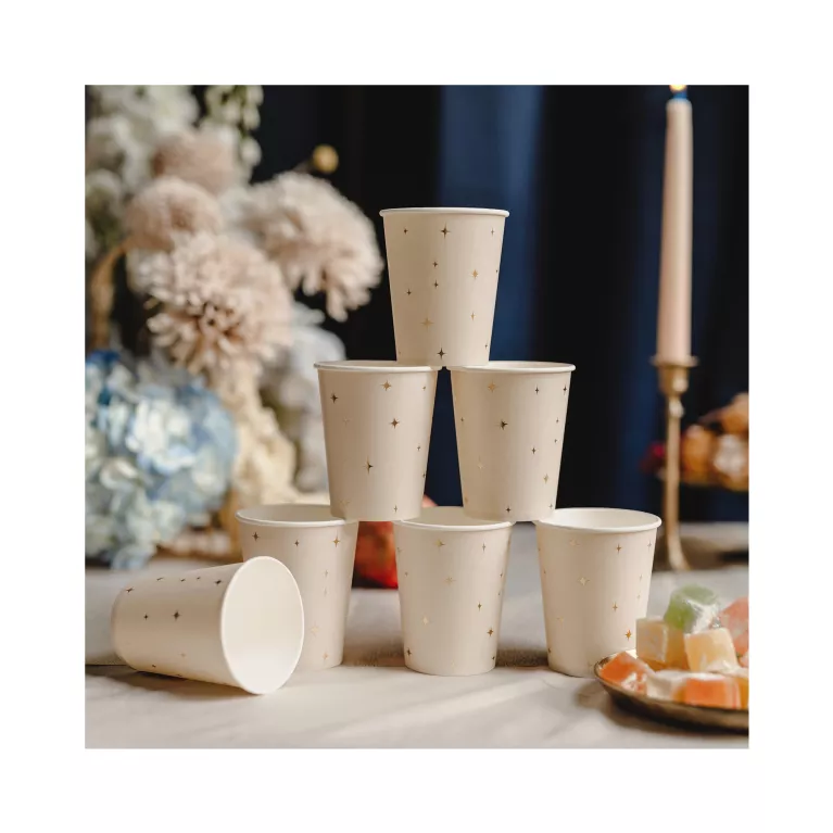 Kelímky béžové s hvězdičkami 6 ks