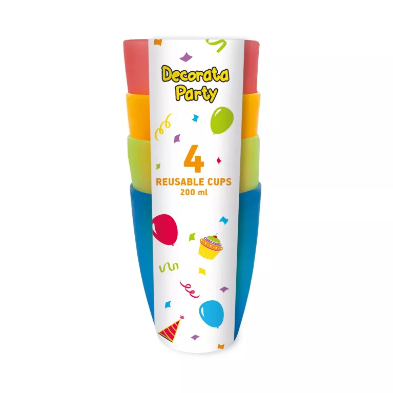 Kelímky plastové barevné 4 ks