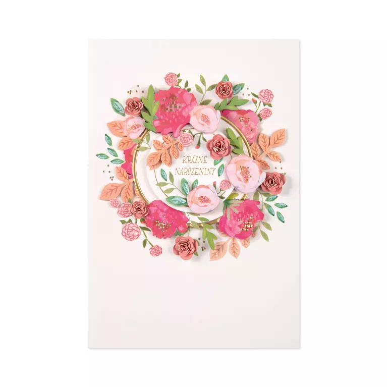 Luxusní narozeninové přání - Květinová rozeta