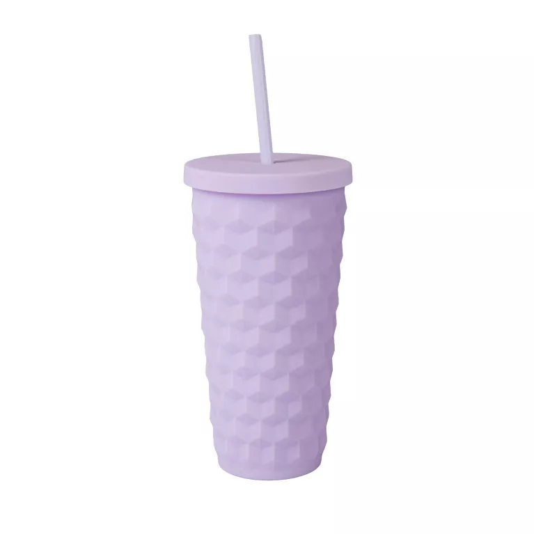 Fialový 3D tumbler s brčkem