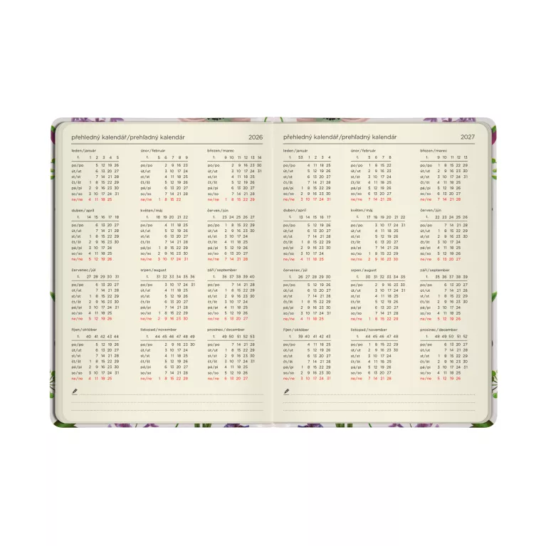 Týdenní diář - Fialové květiny