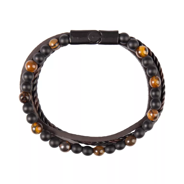 Pánský náramek - Hnědé korálky