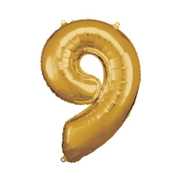 Balónek fóliový 88 cm číslo 09 zlatý