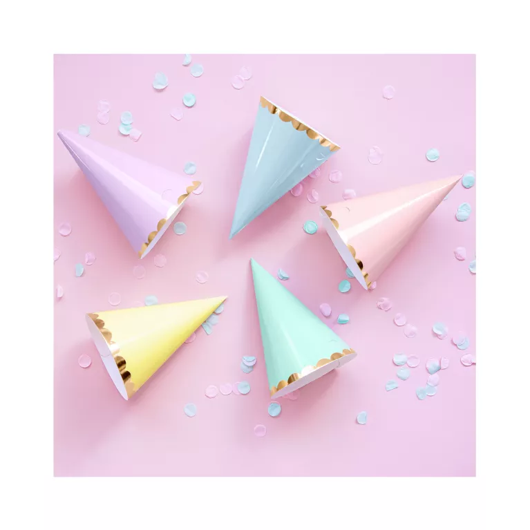 Čepičky pastelové se zlatým okrajem 6 ks