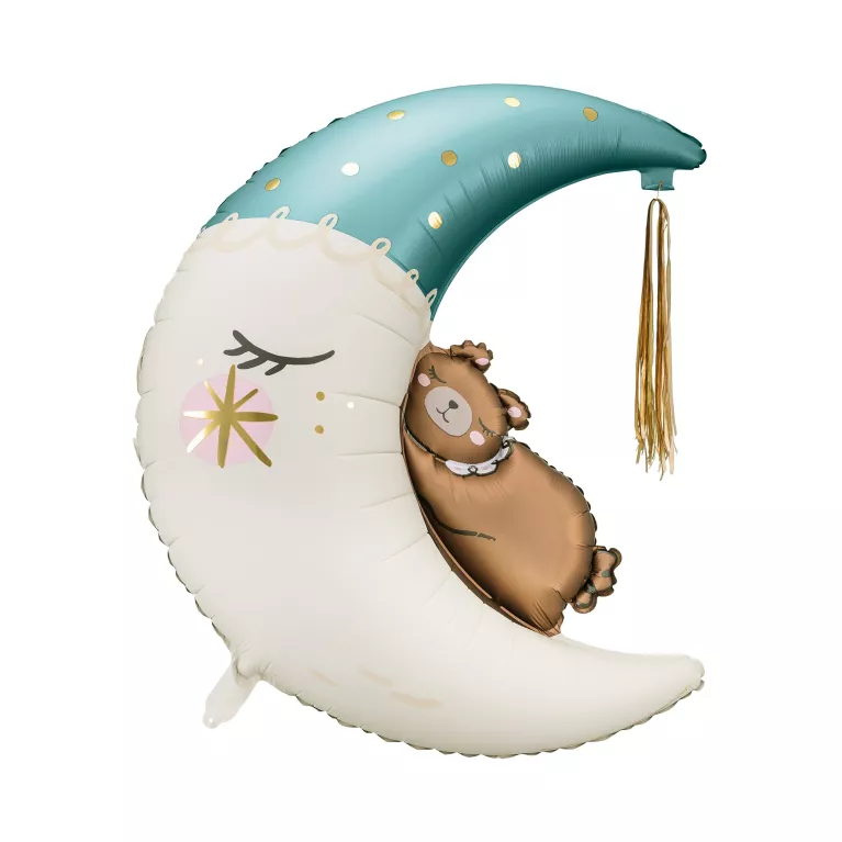 Balónek fóliový Medvídek na měsíci modrý
