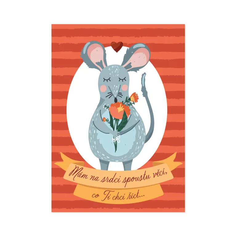 Hrací přání - Myš s květinou