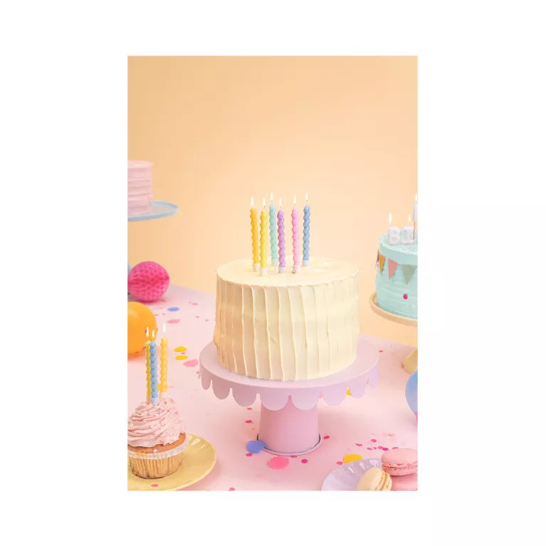 Svíčky dortové spirály pastelové 6 ks